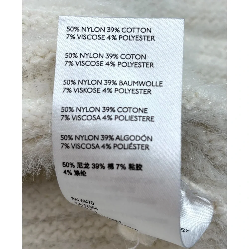 By Anthropologie Cream‎ Open Front Cocoon Cardigan M/L Fuzzy Soft Knit Sweater
